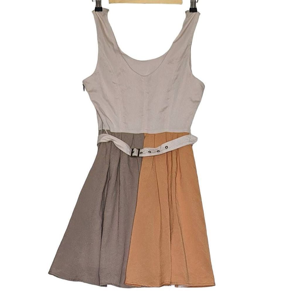 Love 21 Dress A Line Belted Colorblock   Sleeveless Scoop Neck Size Small